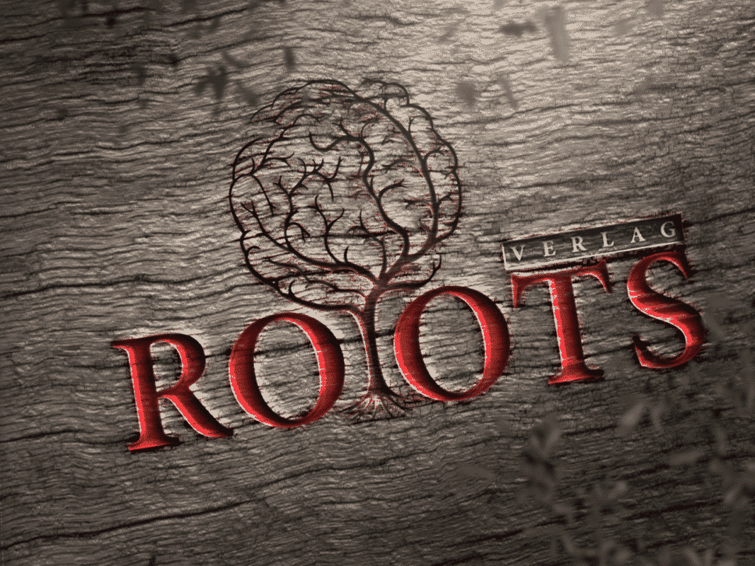 Logo des Verlags Roots4U auf einer Holzoberfläche